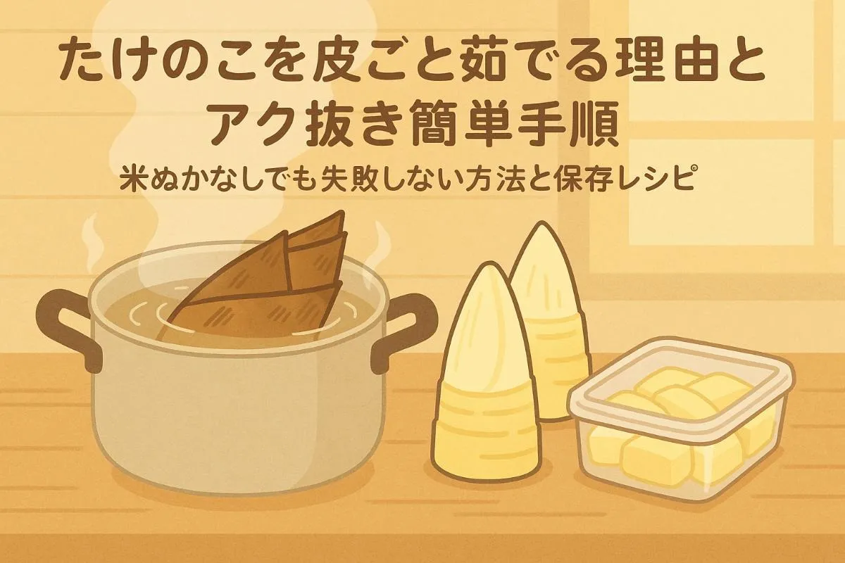 たけのこを皮ごと茹でる理由とアク抜き簡単手順｜米ぬかなしでも失敗しない方法と保存レシピ